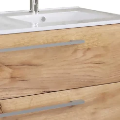 Holzoptik Bad mit Doppel-Waschplatz - Ursela (dreiteilig)