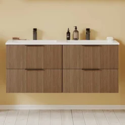 Holzoptik Doppel-Waschtisch in Eiche Dunkel - Ucaida