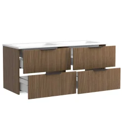 Holzoptik Doppel-Waschtisch in Eiche Dunkel - Ucaida