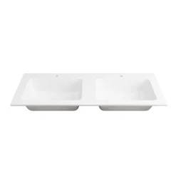 Holzoptik Doppel-Waschtisch in Eiche Dunkel - Ucaida