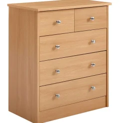 Holzoptik Kommode mit fünf Schubladen - Estelany