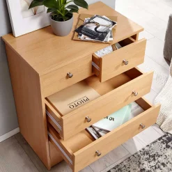 Holzoptik Kommode mit fünf Schubladen - Estelany