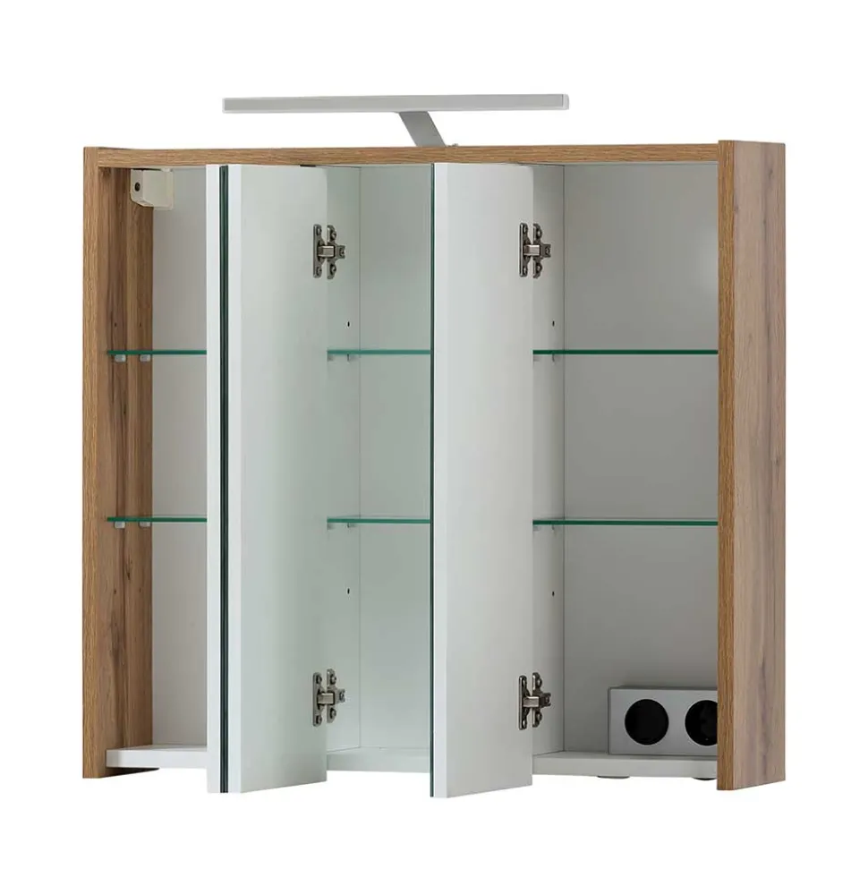 Holzoptik Spiegelschrank fürs Badezimmer - Nelorena