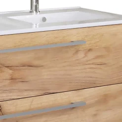 Holzoptik Waschtisch mit zwei Becken - Ursela