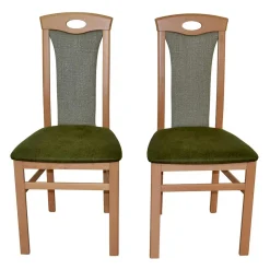 Holzstuhl mit Polsterung in Grün - Regnia (2er Set)