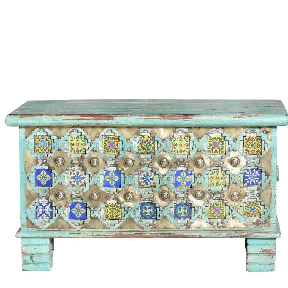 Holztruhe dekorativ mehrfarbig gestaltet - Zinatella