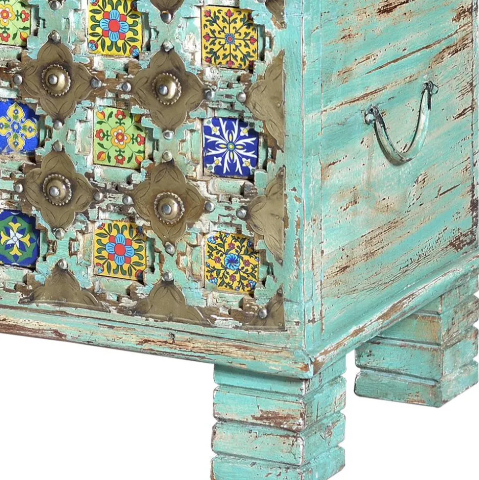 Holztruhe dekorativ mehrfarbig gestaltet - Zinatella