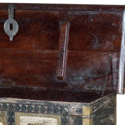 Holztruhe in Schwarz Antikweiß Bronze Braun - Rene