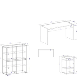 Home Office Einrichtung in Weiß - Nonessia I (dreiteilig)