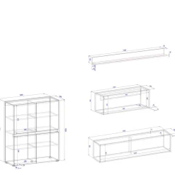 Home Office Wohnwand Set - Nonessia (vierteilig)