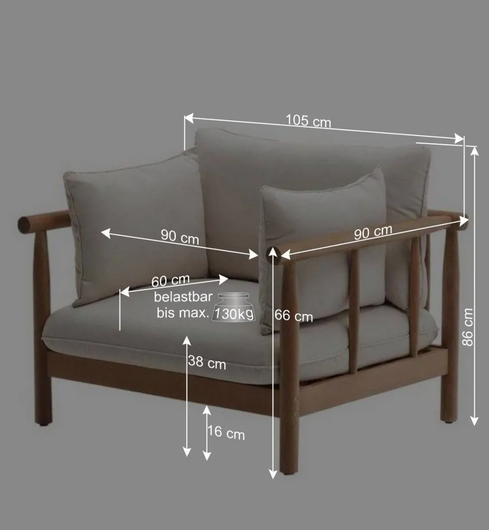 Indoor Outdoor Sessel in Cremefarben - Perconia