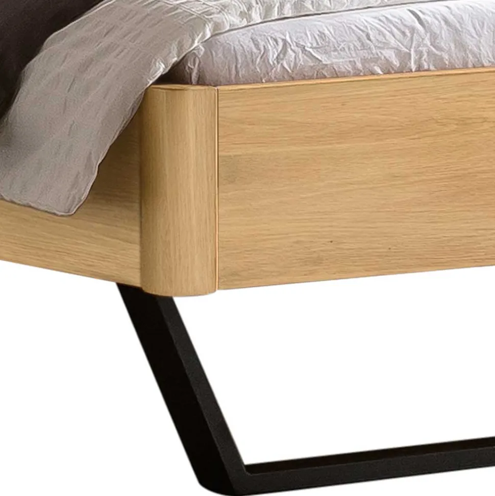 Industrial Bett aus heller Eiche - Ezianas