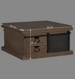 Industrial Chic Couchtisch mit Stauraum - Jantonia