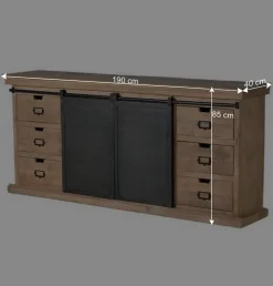 Industrial Chic Sideboard mit Schiebetüren - Jantonia