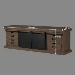 Industrial Chic TV Lowboard mit Schiebetüren - Jantonia