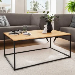 Industrial Design Couchtisch aus Wildeiche massiv - Pyarco