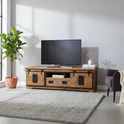 Industrial Design TV Lowboard aus Mangoholz - Semian