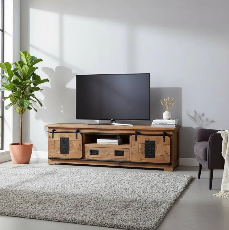 Industrial Design TV Lowboard aus Mangoholz - Semian