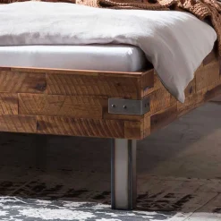 Industrial Einzelbett aus Akazie massiv - Vetonia