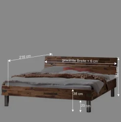 Industrial Einzelbett aus Akazie massiv - Vetonia