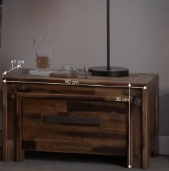 Industrial Einzelbett aus Akazie massiv - Vetonia