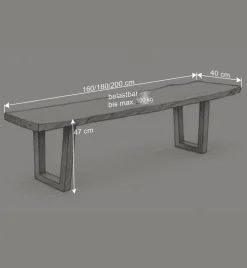 Industrial Esstischbank in Akazie Grau - Facanella
