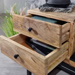 Industrial Flurbank mit Ledersitz in Schwarz - Mariono