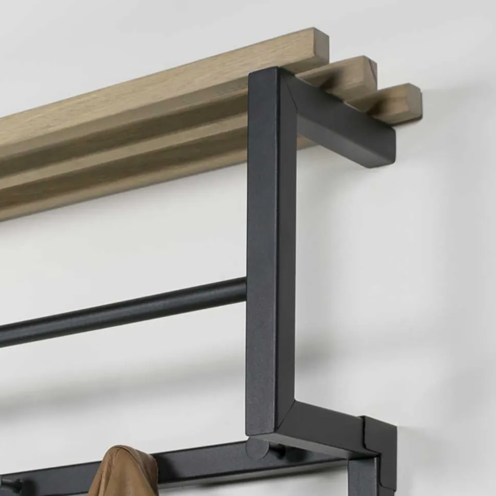 Industrial Hängegarderobe aus Stahl Schwarz - Lundreo