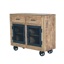 Industrial Kombi-Kommode auf Metall-Rädern - Thiano