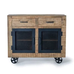 Industrial Kombi-Kommode auf Metall-Rädern - Thiano