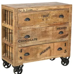 Industrial Kommode mit Füßen im Rollen Design - Indri