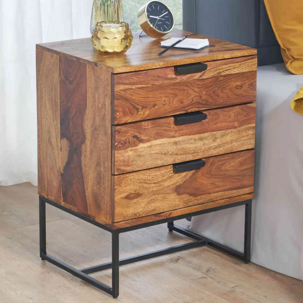 Industrial Nachtkommode mit drei Schubladen - Lymeca