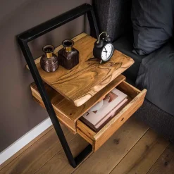 Industrial Nachtkommode mit natürlicher Baumkante - Jame