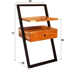 Industrial Nachtkommode mit natürlicher Baumkante - Jame