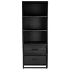 Industrial Regal in Schwarz mit 2 Schubladen - Esturado