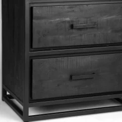 Industrial Regal in Schwarz mit 2 Schubladen - Esturado