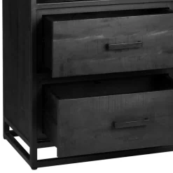 Industrial Regal in Schwarz mit 2 Schubladen - Esturado