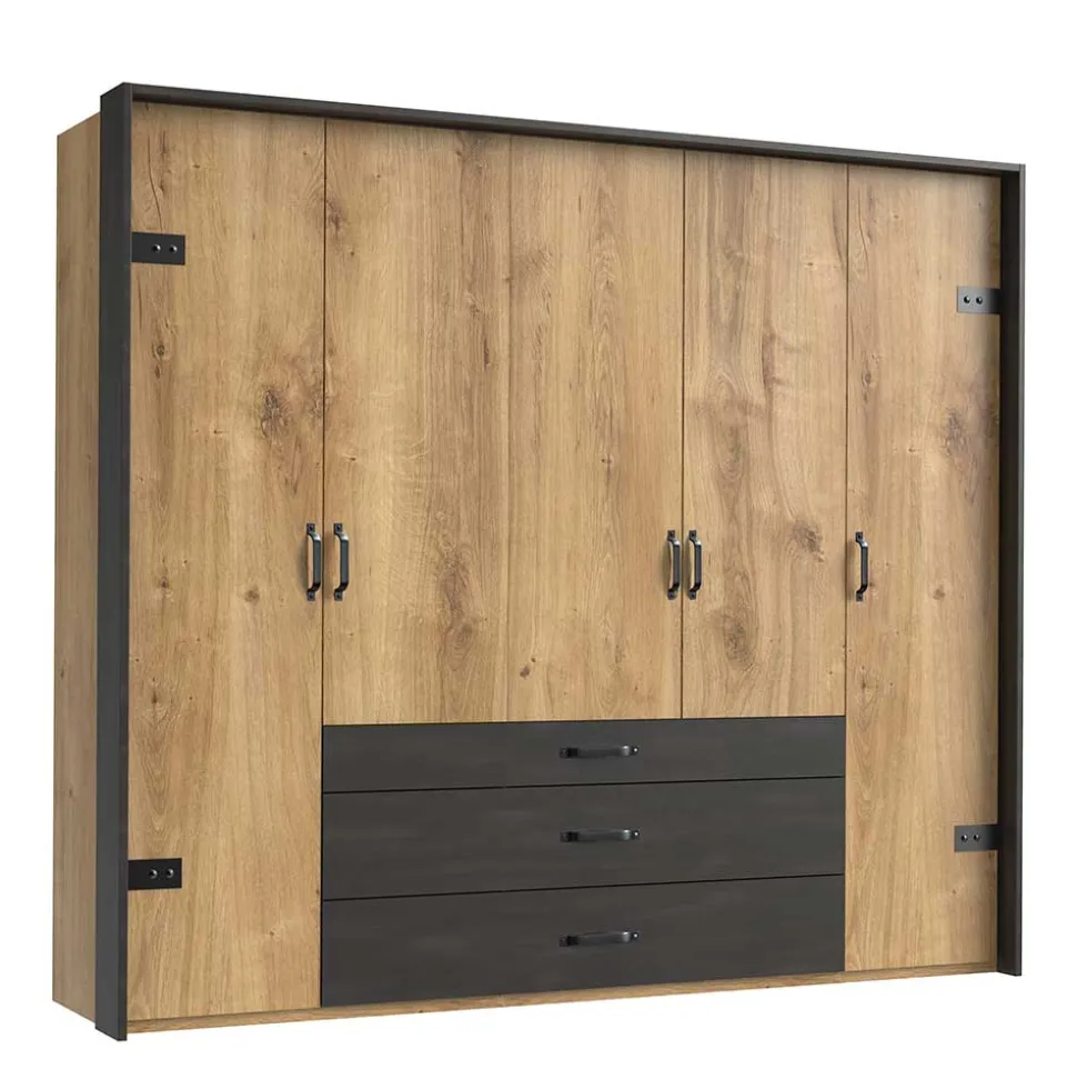 Industrial Schlafzimmerschrank mit fünf Türen - Bram