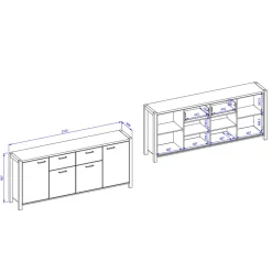 Industrial Sideboard in 213x91x41 cm - Zavorra