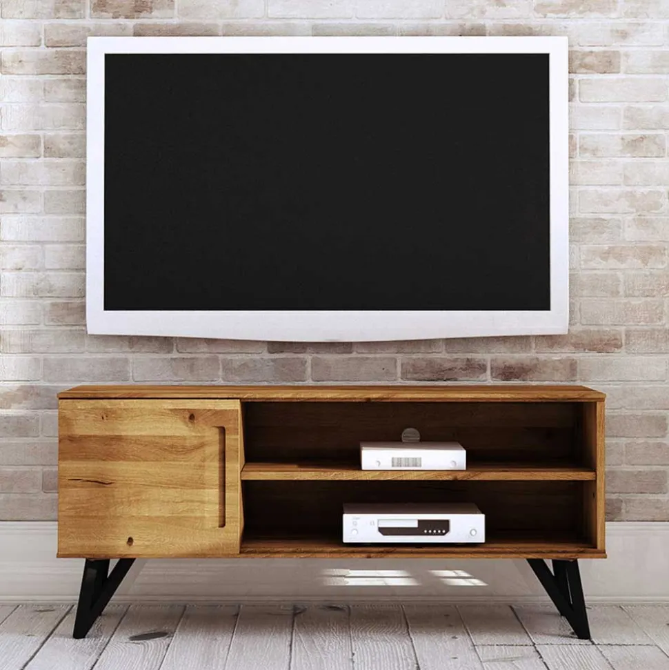 Industrial TV Board aus Wildeiche & Stahl - Mandirov