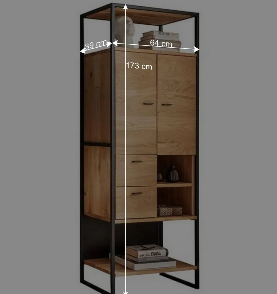 Industrial Wohnzimmerschrank aus Wildeiche Massivholz - Manarola