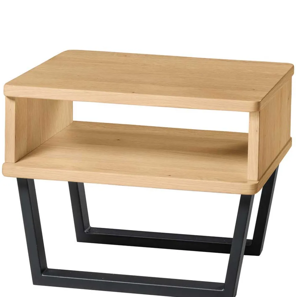 Industrialbett in Eiche Hell mit Stahl - Oseidon