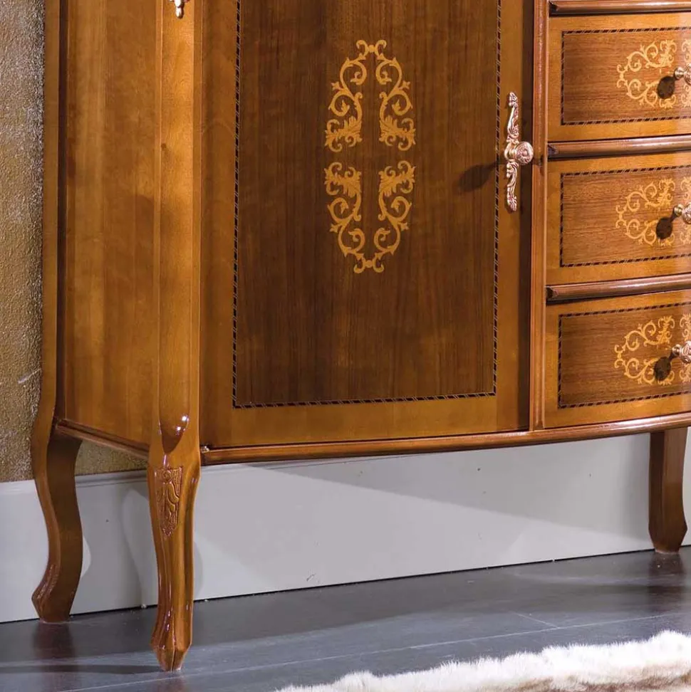 Italienische Barock Kommode Natale mit Nussbaum Furnier