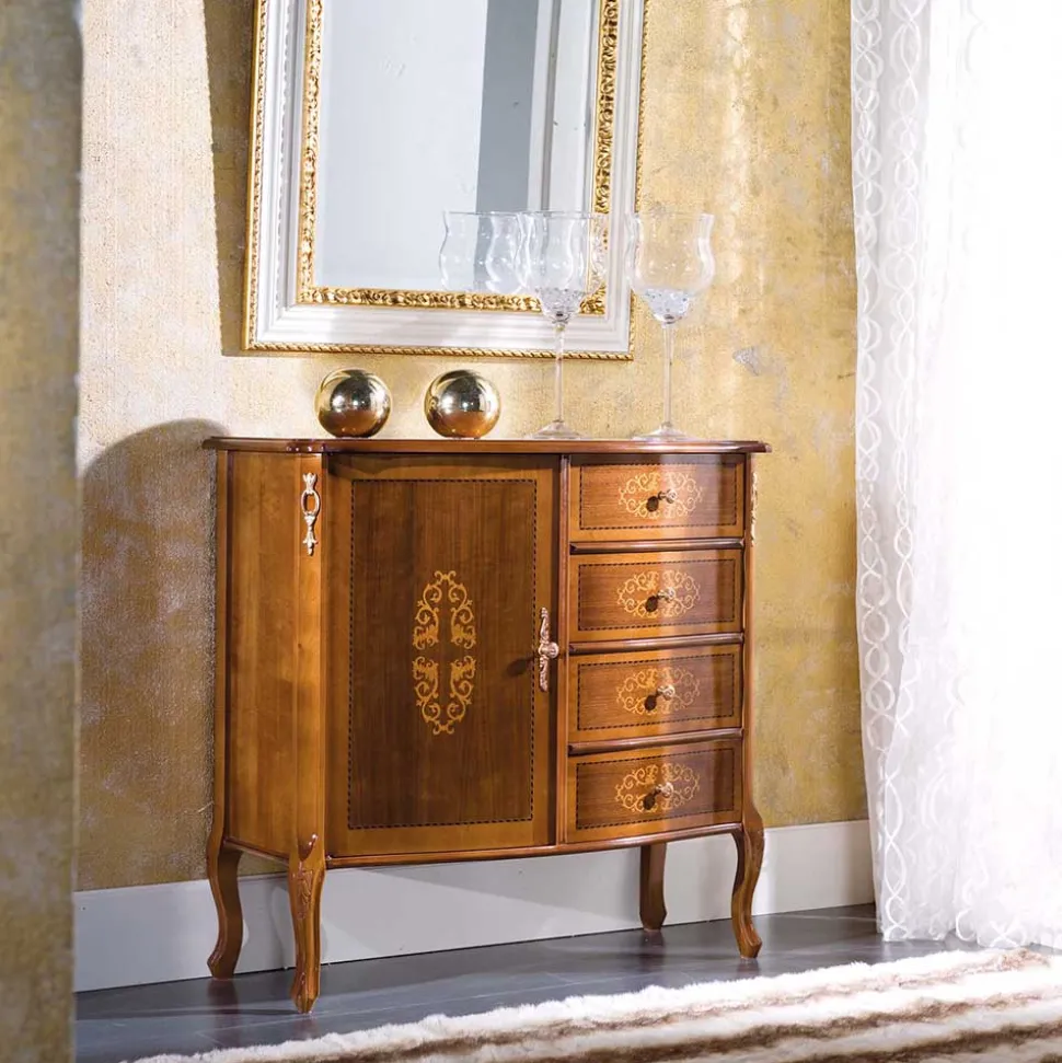 Italienische Barock Kommode Natale mit Nussbaum Furnier