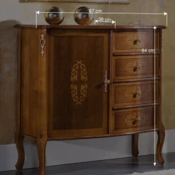 Italienische Barock Kommode Natale mit Nussbaum Furnier