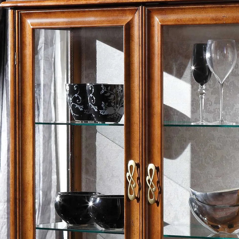 Italienische Doppeltür Vitrine in Nussbaumfarben - Motiz