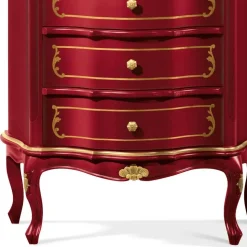 Italienische Hochkommode in Rot mit Gold - Julya