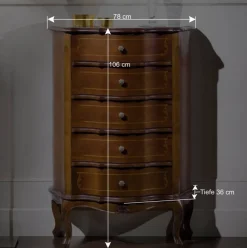 Italienische Hochkommode Dentro mit 5 Schubladen