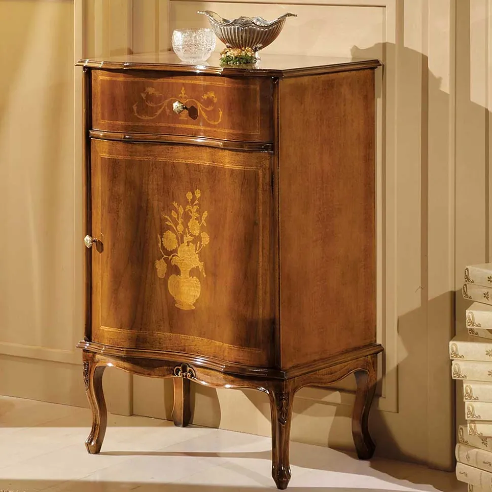 Italienische Kleinkommode im Barockstil Venerdina in Nussbaum Braun