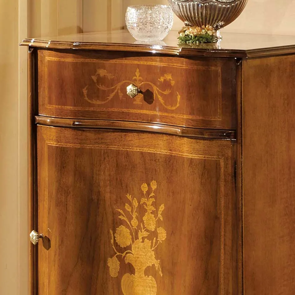 Italienische Kleinkommode im Barockstil Venerdina in Nussbaum Braun